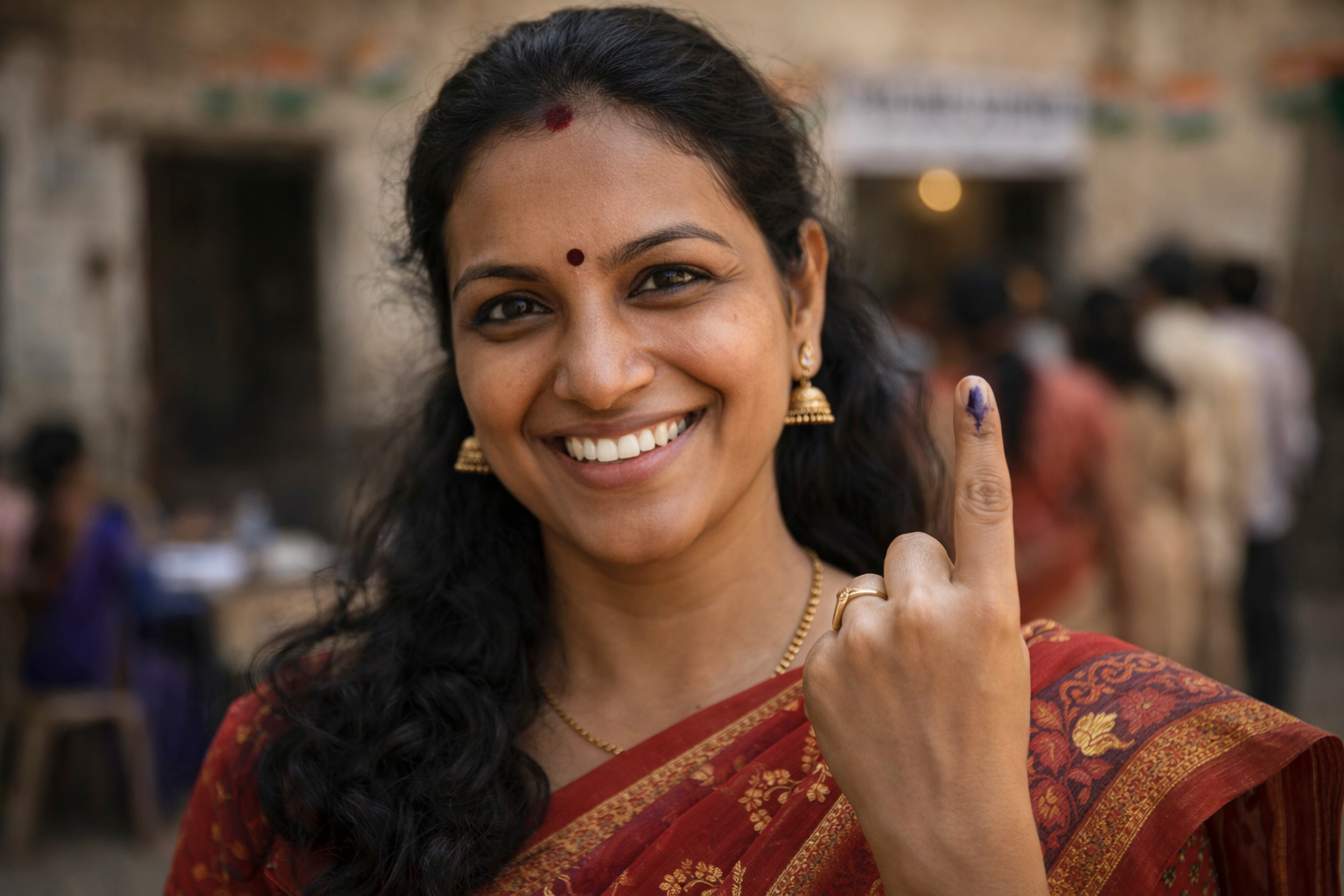 woman voting in India